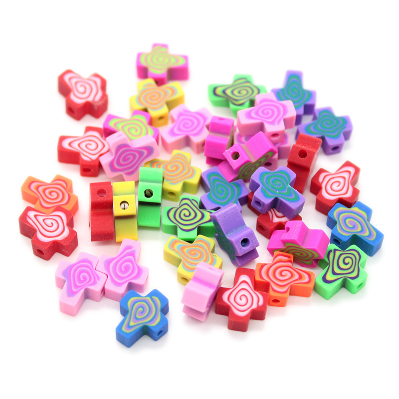 Cuentas de cerámica suave DIY, caras sonrientes, sueltas para pulseras y collares