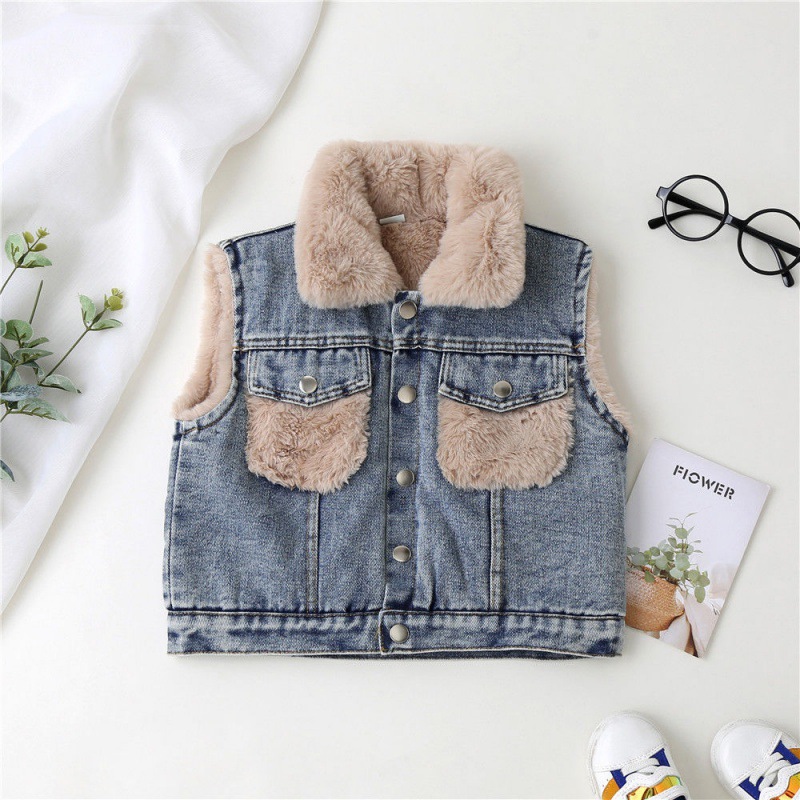 Chaleco de niños otoño y invierno 2020 nuevo chaleco de niñas de estilo extranjero más grueso chaleco de vaquero de niños de mediana edad