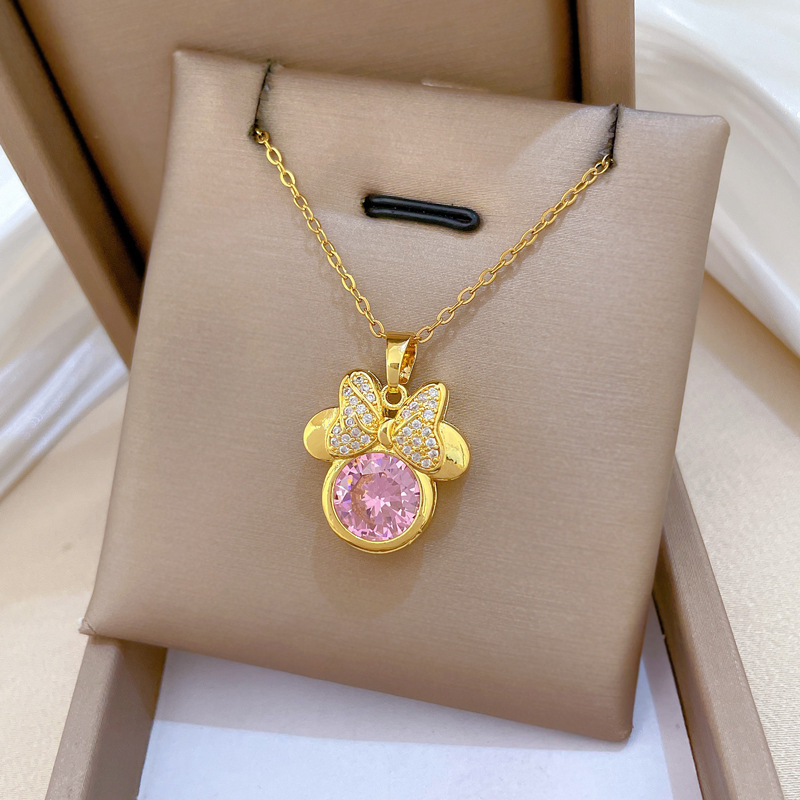 Edle Strass-halskette Für Damen Aus Titanstahl_voghion.com