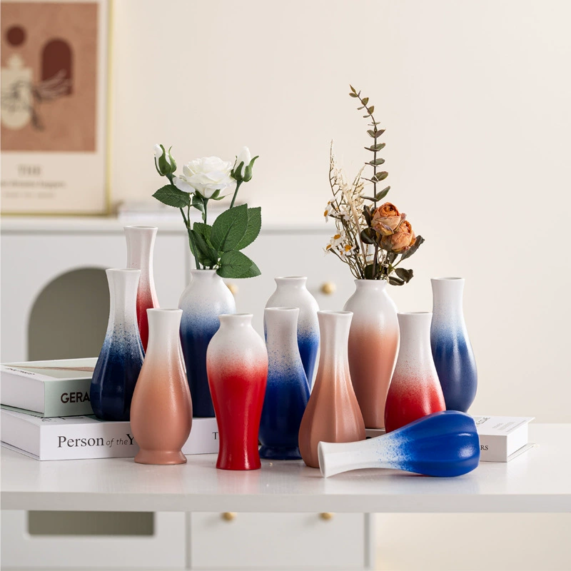 Северная матовая геометрия Моранди керамическая ваза американский минимализм градиент гостиная дома украшение сухих цветов