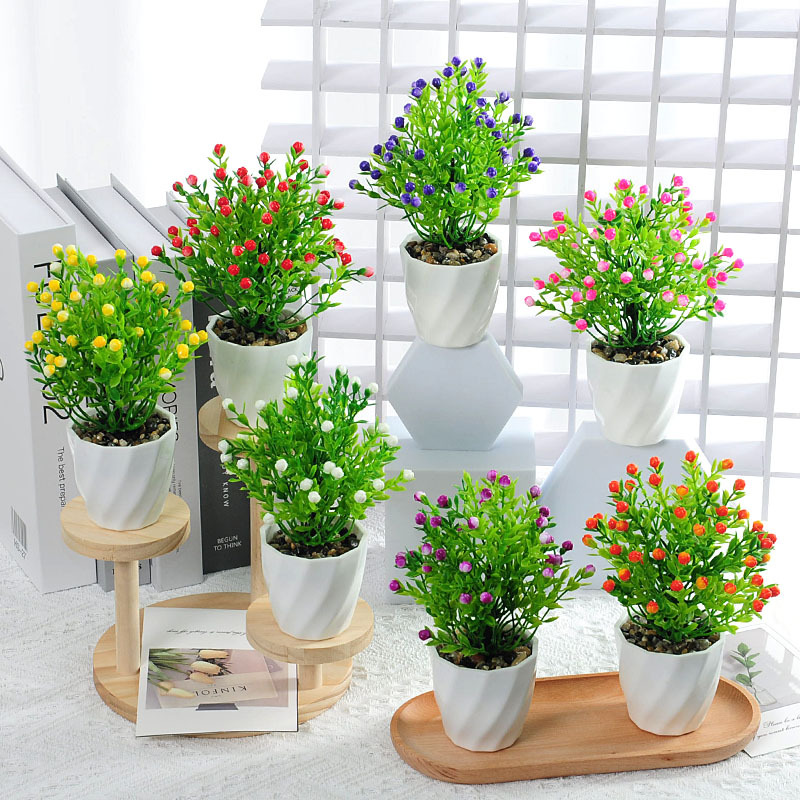 Simulación planta de escritorio bonsai plantas verdes en macetas decoración de oficina interior flor artificial decoración de flores falsas pequeña Milán