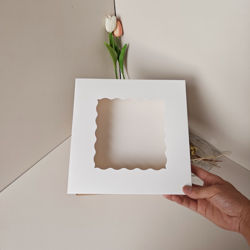 Caja de pastel de taza de ventana abierta caja de pastel de mousse portátil caja de embalaje de postre occidental caja adhesiva de cuatro esquinas Amazon