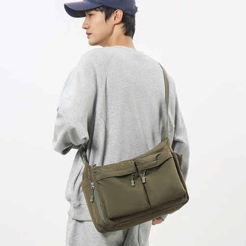 Japanese-style casual crossbody bag for men, large-capacity waterproof Ruiying backpack with multiple pockets—workwear-inspired single-shoulder bag; women's messenger bag