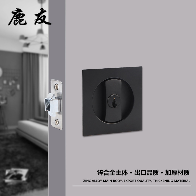 Luyou cerradura de puerta corredera puerta interior cerradura de puerta corredera doble gancho cerradura baño cocina incrustado traducción oculta cerradura de puerta de madera