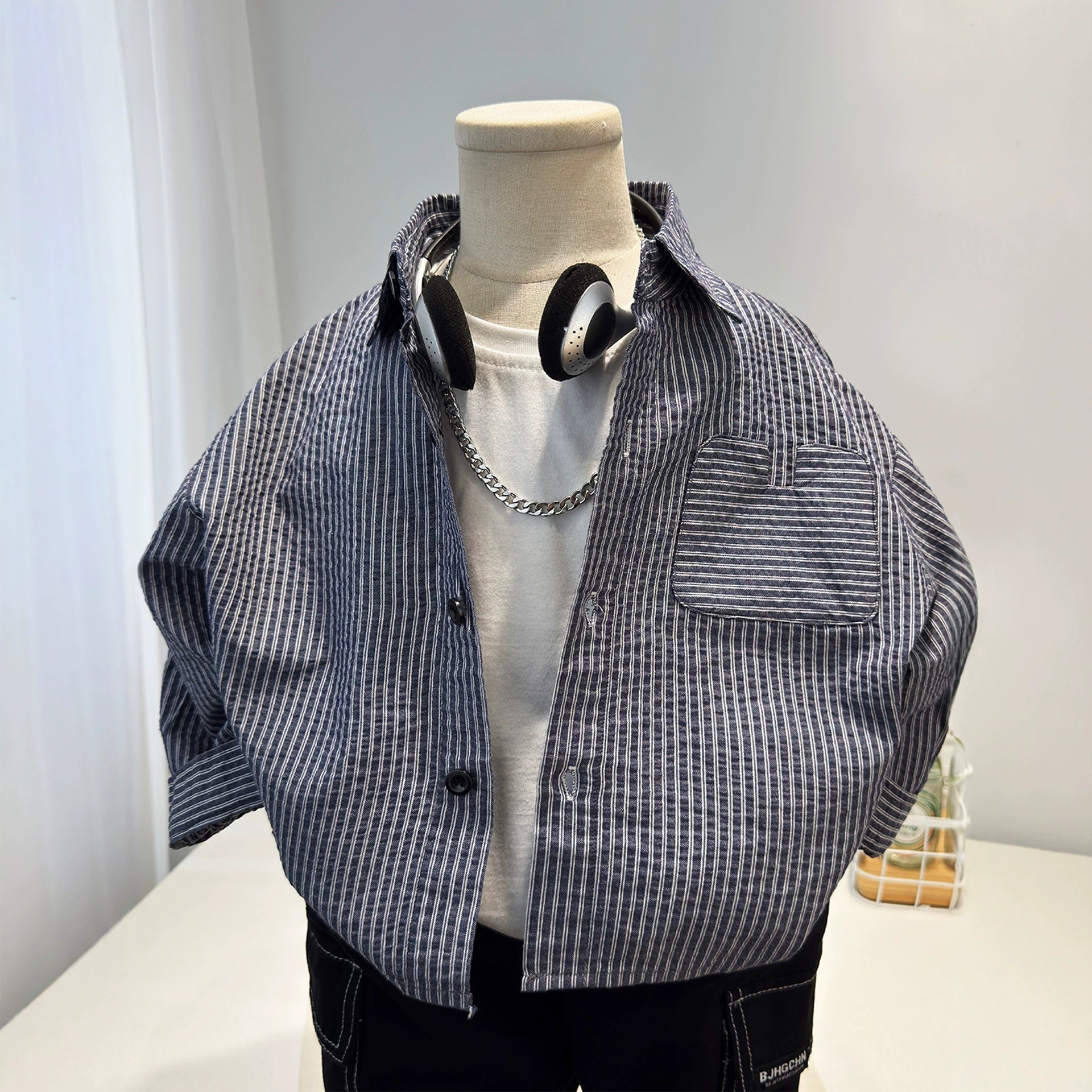 2026 New Style Striped Shirt for Boys, Stylish Autumn Jacket for Toddlers, Fashionable Top