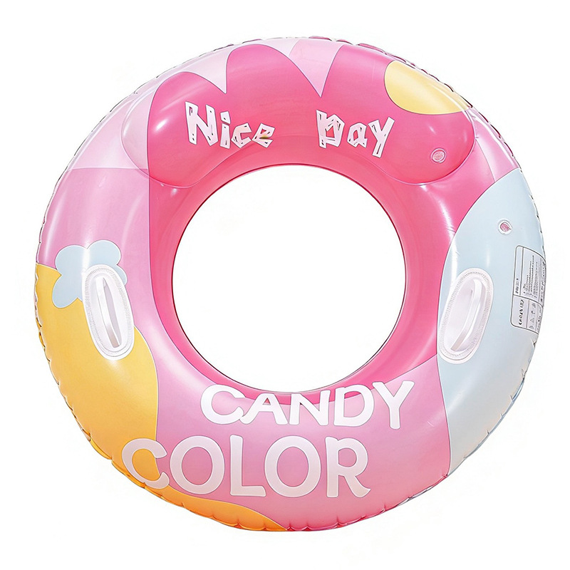 Transfronterizos ampliados con mango de barco de anclaje arco iris anillo de natación para adultos anillo de natación infláble arco iris de gran tamaño para hombres y mujeres