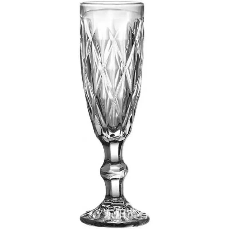 色料玻璃杯香槟杯菱形彩色葡萄酒杯果汁杯电镀喷色描金轻奢风格