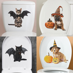 外貿萬聖節創意小貓小狗浴室馬桶貼家居裝飾牆貼貼紙自粘批發跨境