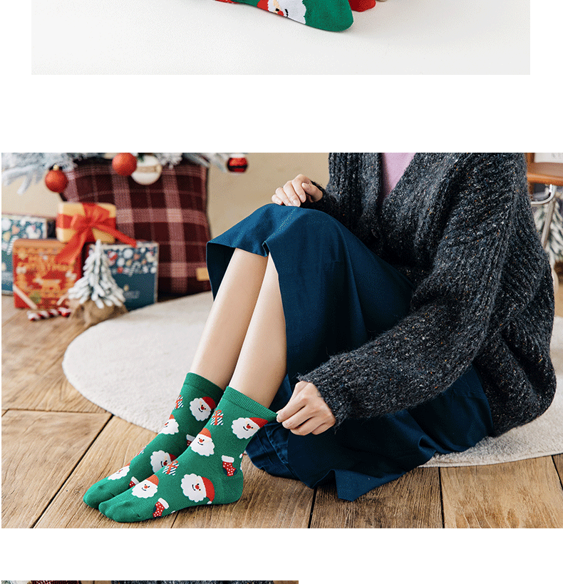 Festival Occasion Warm, Comfort, Breathable Function Christmas Christmas Women's Cartoon Nylon Cotton Jacquard Crew Socks A Pair