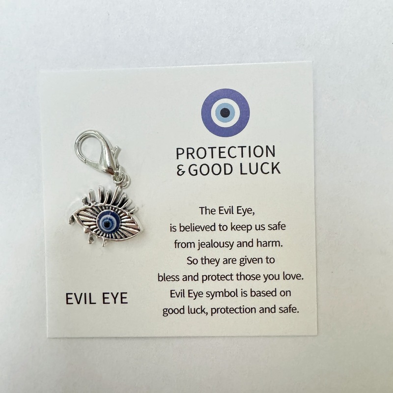 跨境新款PROTECTION GOOD LUCK好运卡贺卡蓝色邪恶之眼钥匙扣挂件|undefined