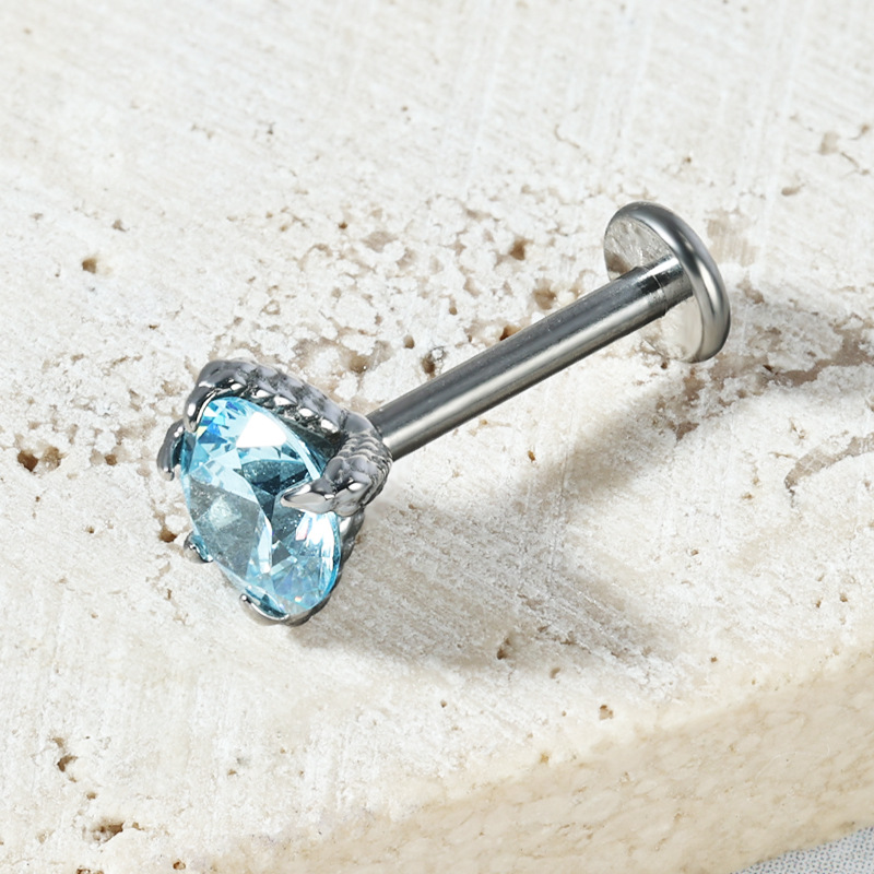 Zesen F136 Titanium Alloy Dragon Claw Dragon Scale Zircon Lip Labret Stud Tongue Nail Ear Bone Piercing Jewelry detail image 10