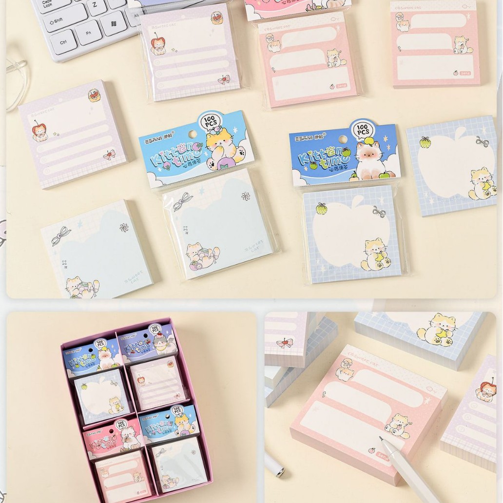 Inswind dibujos animados papel de notas no adhesivo cuaderno de notas de página de color para estudiantes de papel de notas de alto valor facial