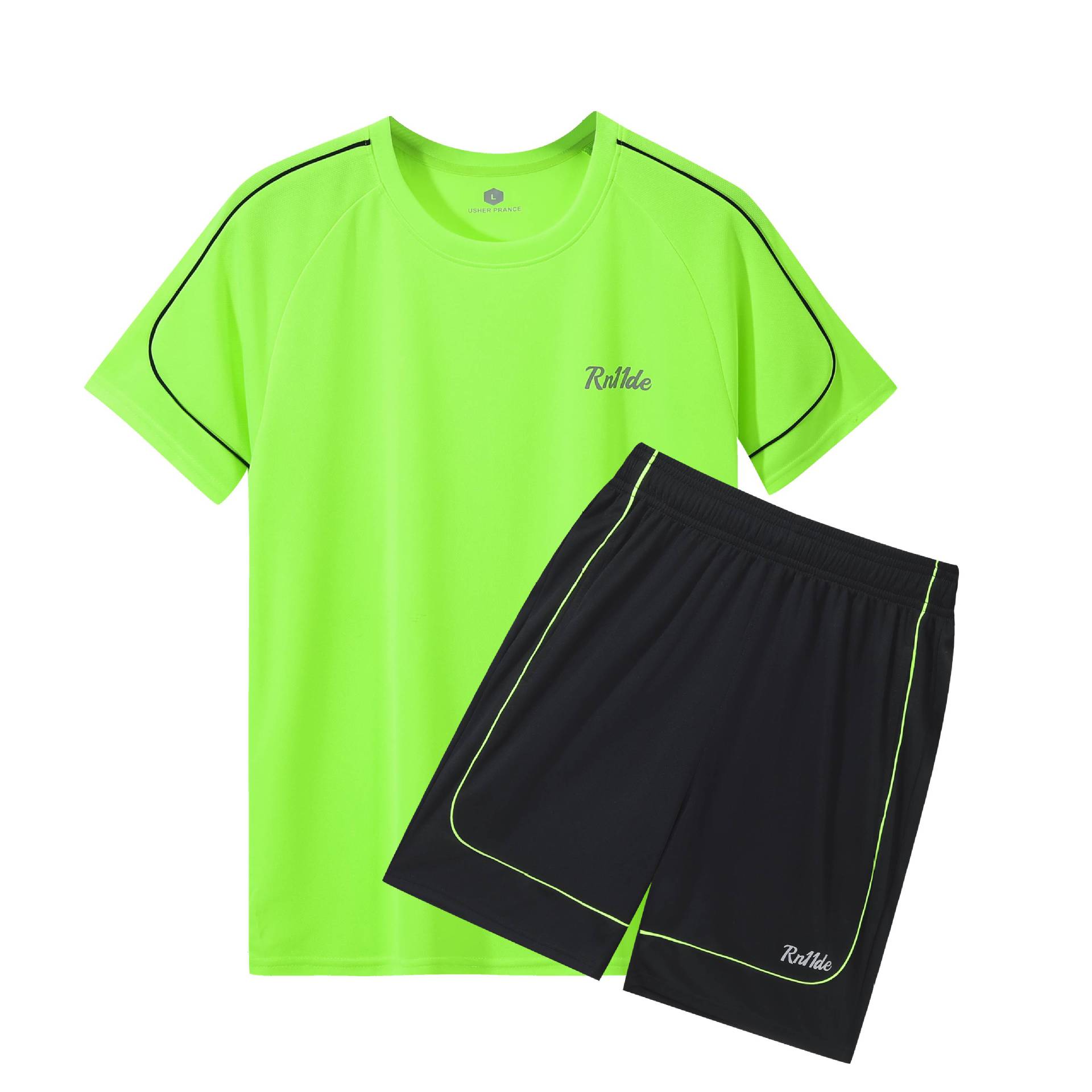 Traje deportivo Camiseta de secado rápido para hombre Camiseta de manga corta para correr ropa de fitness de verano casual de dos piezas al por mayor
