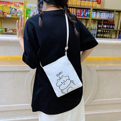 韩国文艺帆布袋新款潮女简约容量手提单肩斜跨大学生搭复古帆布包