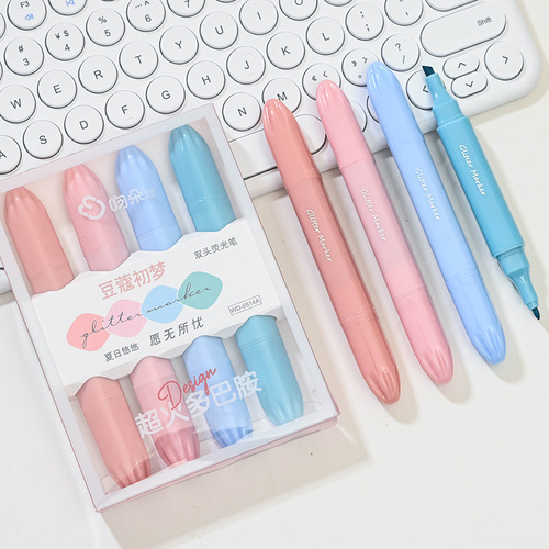 Double-ended highlighter marker pen for eye-protection students with color marker pen to highlight high-looking highlighter pen
