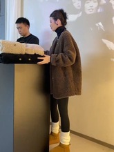 小香超好看羊羔绒外套女2024新款高级感冬装小个子呢子大衣女冬季