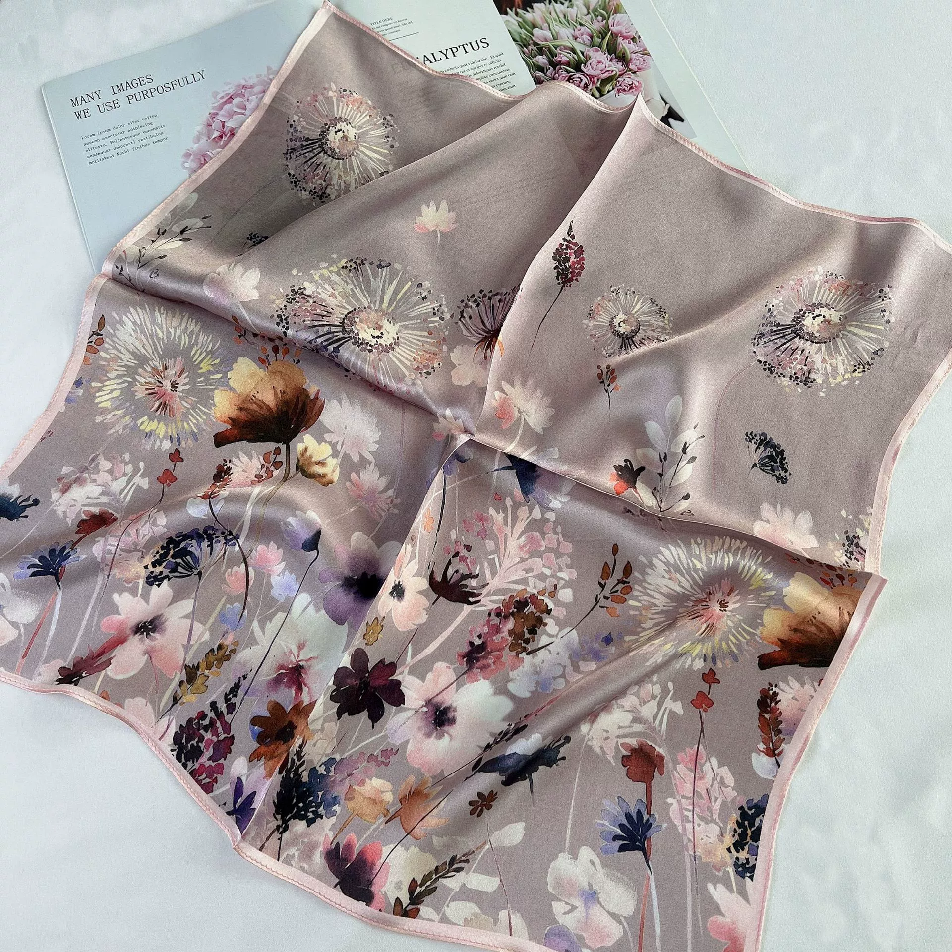 Silk fashionable handkerchief, trend neckerchief, scarf, Korean style
