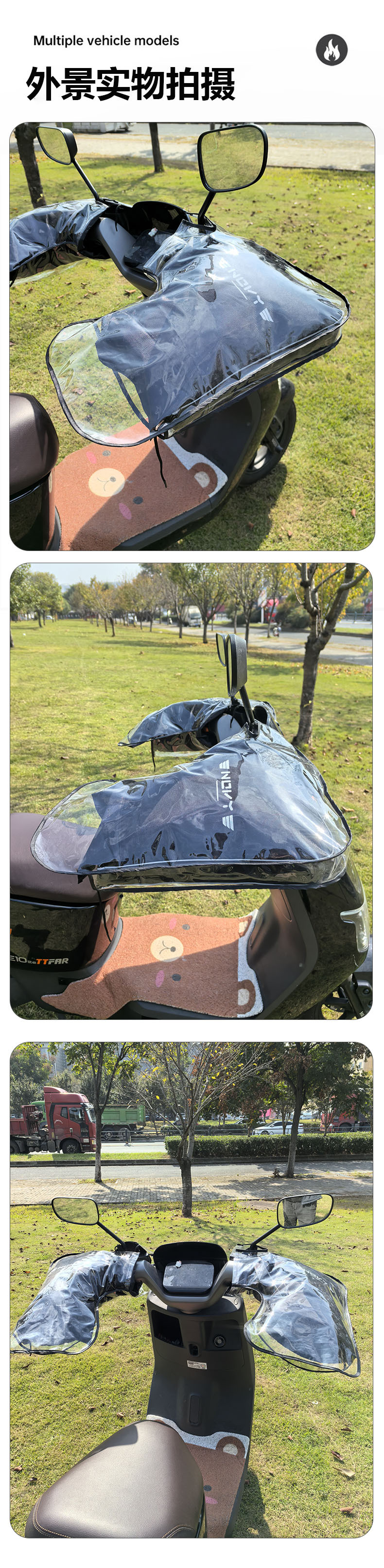 Electric Motorcycle Handlebar Cover Rain Cover Pvc Winter Waterproof Battery Car Handlebar Cover Windshield Hand Guard Large Size