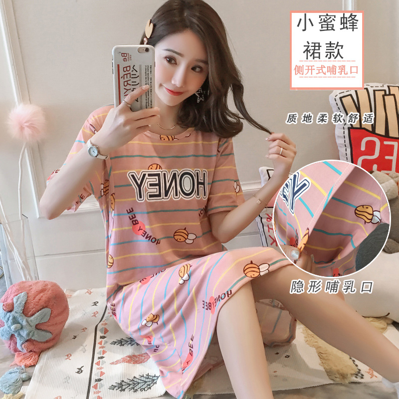 智贝SKU图_24哺乳睡裙夏季天薄款产后纯棉月子服4月份5