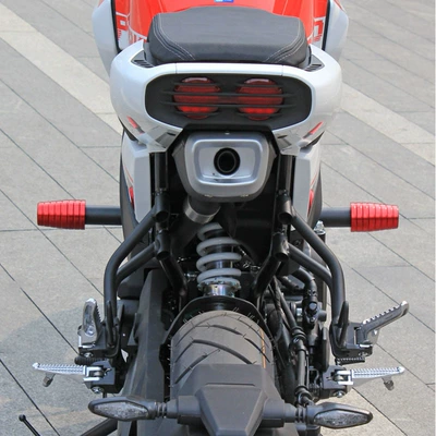 Motorcycle bumper XO baboon bumper modification - black-frosted-bar-red-aluminum-alloy-head-1-pair