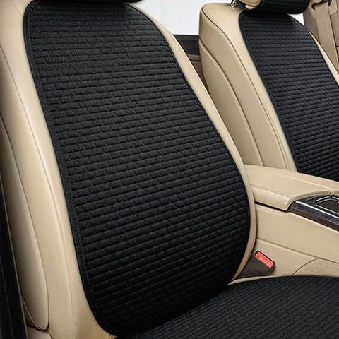 Linen Plaid Car, Universal Seat cushion, seat cover - black-back-cushion