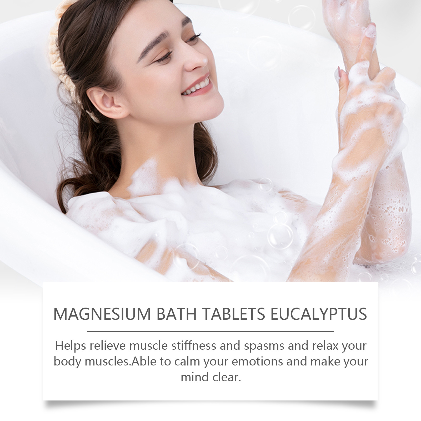 Eucalyptus Essential Oil Magnesium Bath Tablets, Gentle Body Cleansing, Nourishing Skin, Moisturizing Body Bath Tablets_voghion.com