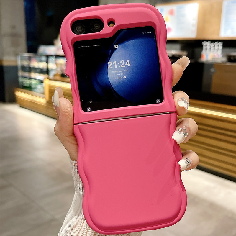 Suitable for Samsung Zflip7 phone case ZFLIP5 liquid Z4 oil-coated z3 niche zflip6 simple solid color foreign trade