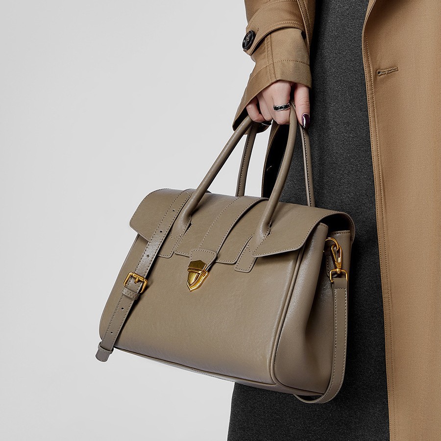Vintage Genuine Leather Tote Bag New Cross-Border Vegetable-Tanned Cowhide Large Capacity Briefcase For Women Business Travel And Commuting - Thumbnail 2