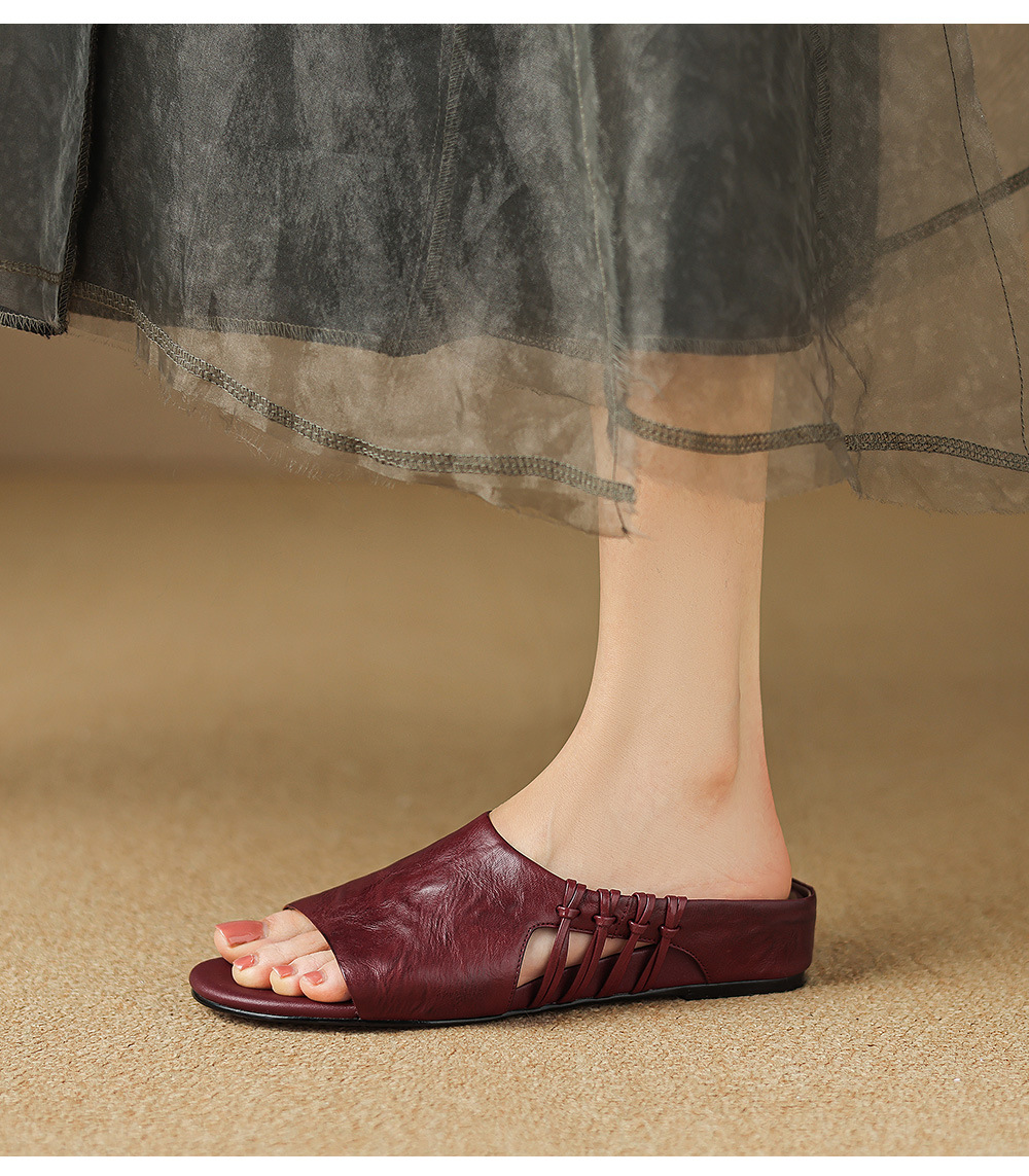 Sandal nữ quai chữ V hở mũi gót thấp mùa hè — đen chi tiết 29