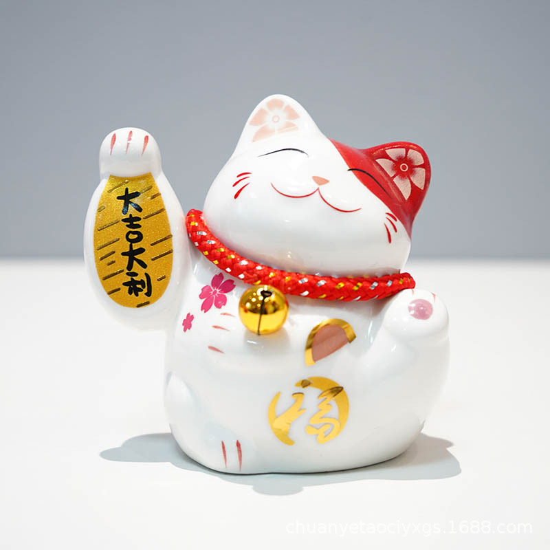 Fortuna gato miles de dos adornos pequeño tamaño lindo cerámica decoración del hogar creativo empresa actividad pequeño regalo logo
