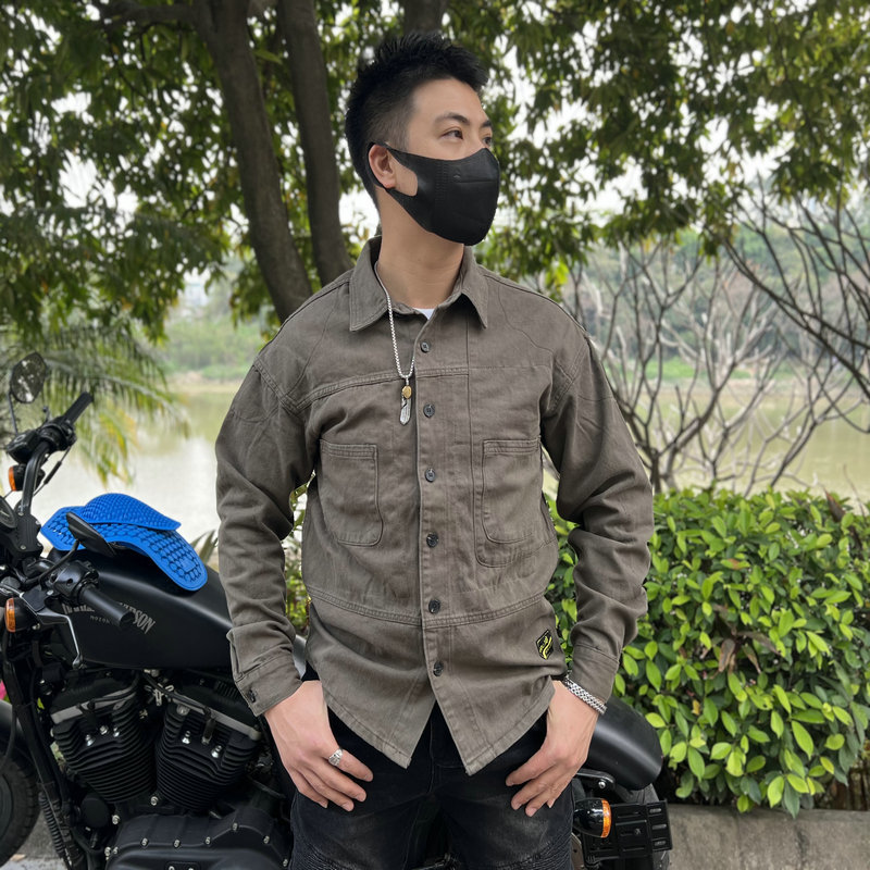 VOLERO motocicleta chaqueta de montar los hombres retro casual Camisa de montar motocicleta ciclismo ropa anti-caída ropa