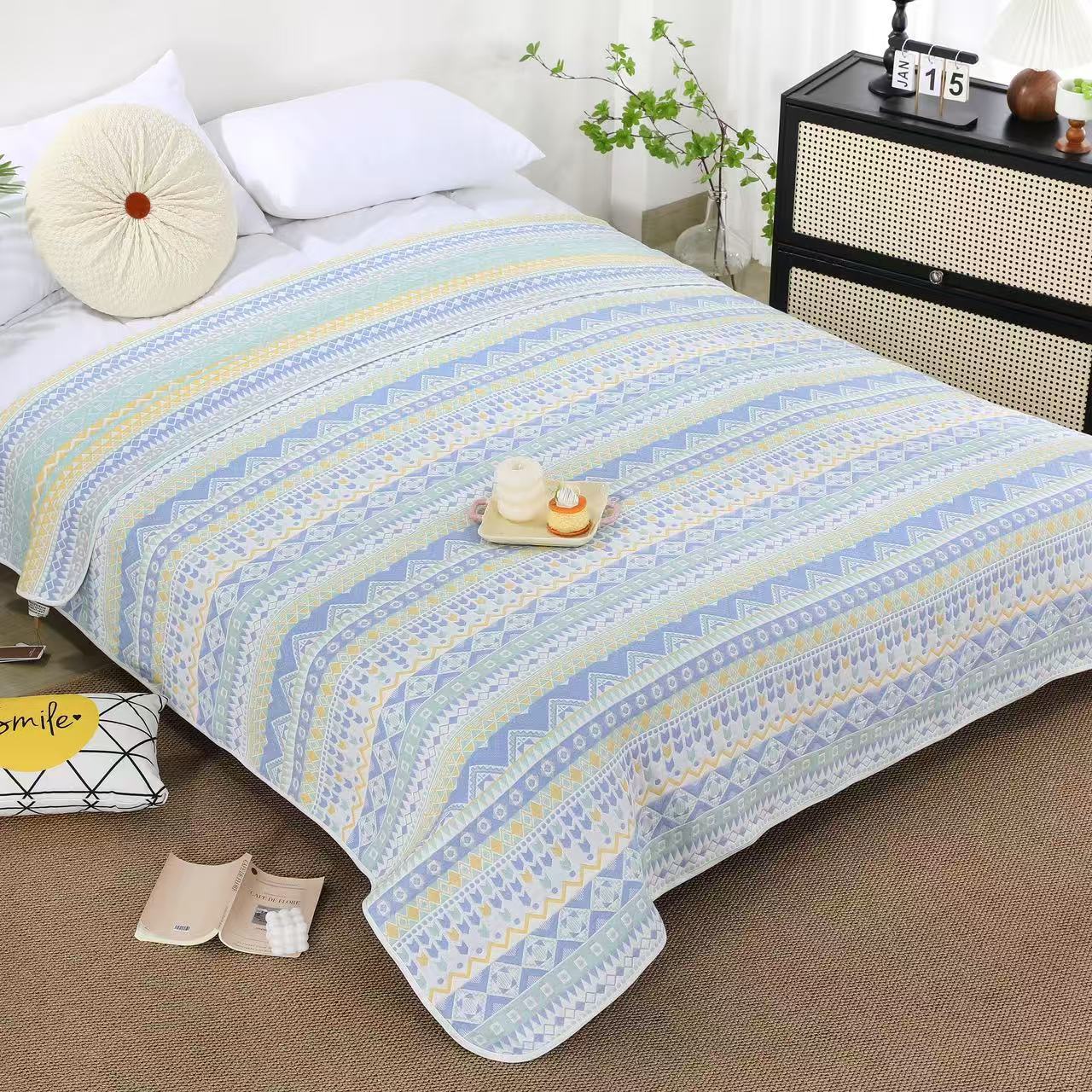 High-density six-layer gauze summer air-conditioning mat bed cover wholesale cotton washed gauze sweat-absorbent soft sheets soft mat