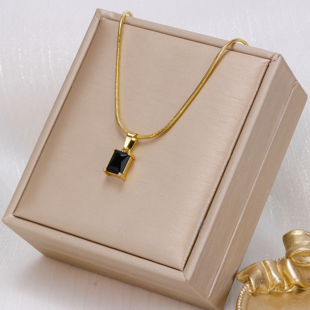 30g Weight Zircon Inlay Material Pendant Necklace Classification 1 Piece Quantity Daily Occasion Stainless Steel Material Geometric Pattern Unisex Gender Inlay Design Simple Style Style Simple Style Geometric Stainless Steel Inlay Zircon Pendant Necklace 2