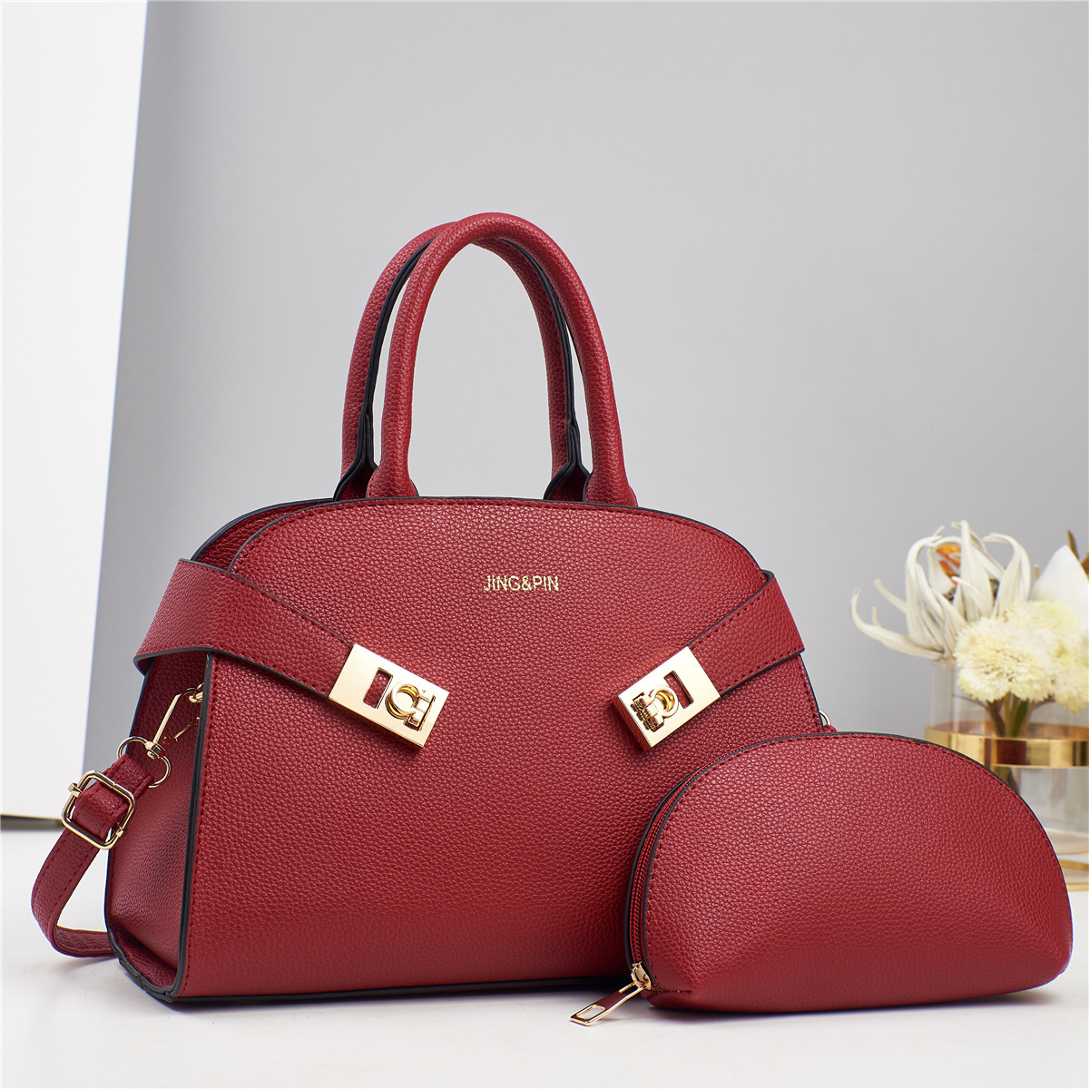 Women's PU Letter Basic Sewing Thread Square Zipper Bag Sets display picture 2