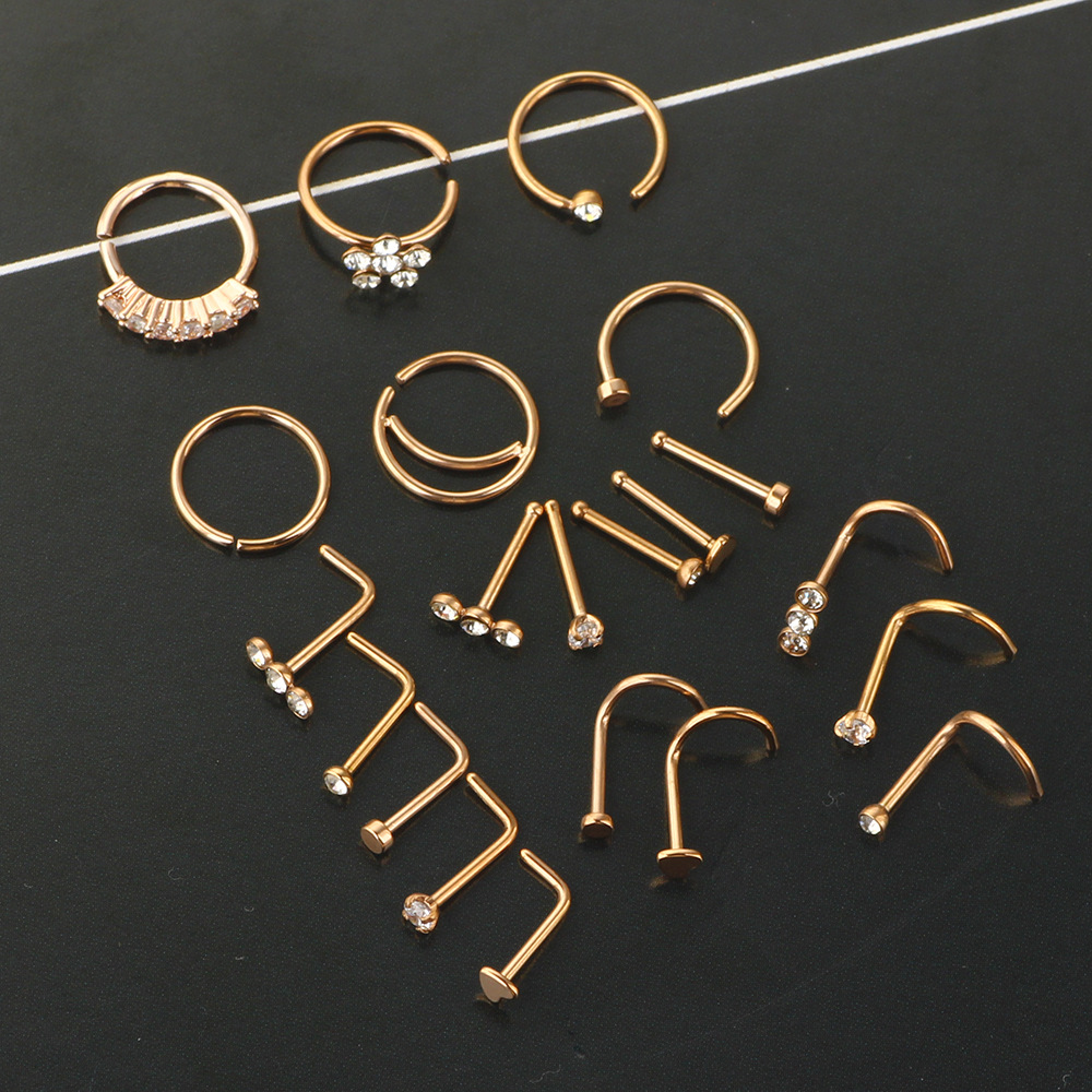 Tide Cool Nose Nail Set with C-Shaped U-Shaped Rings - Stainless Steel Body Piercing Jewelry Kit for Men and Women detail image 9