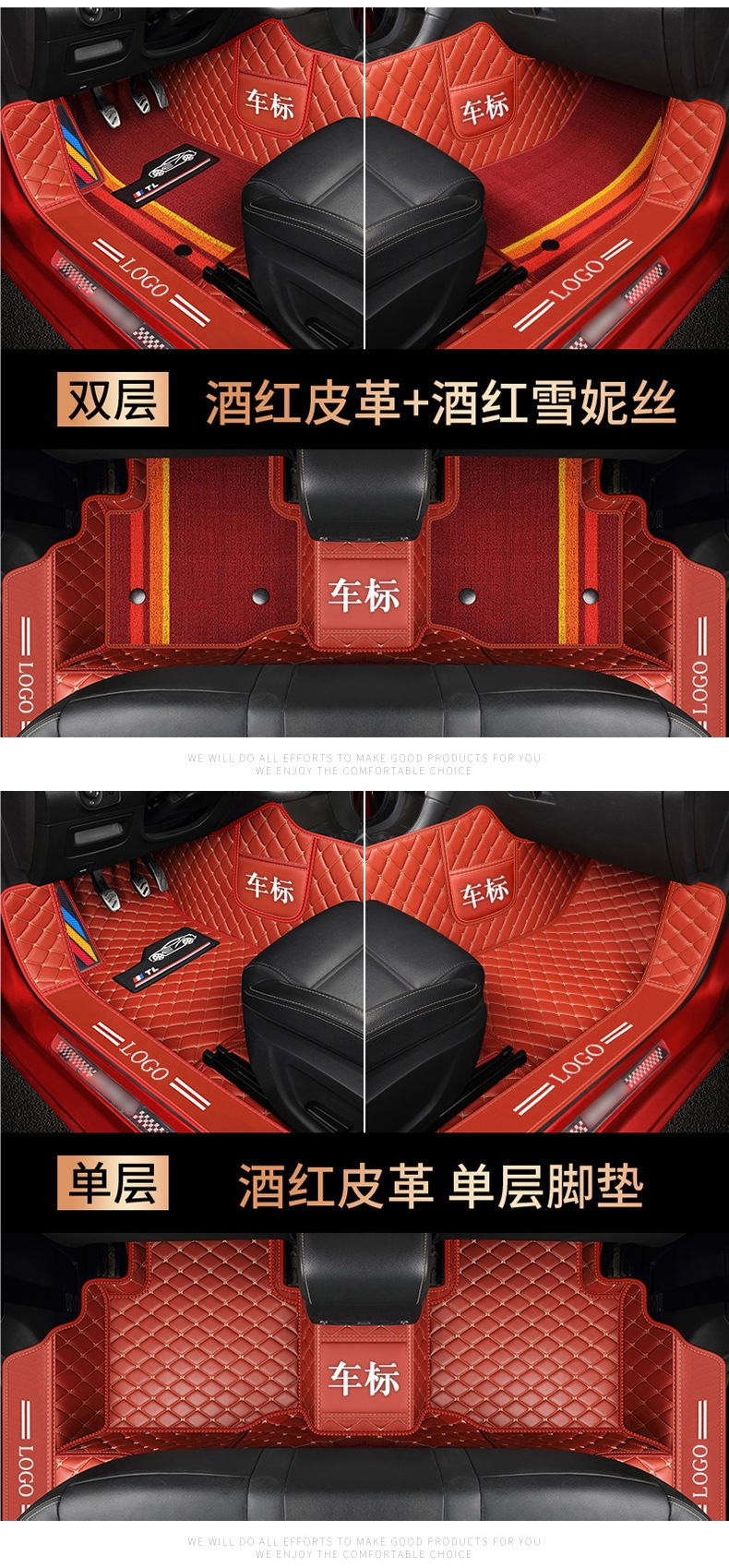 Car Floor Mats, Fully Enclosed Special Leather Double-Layer Xuesnis Foot Mats [Special Vehicles for Thousands of Models]