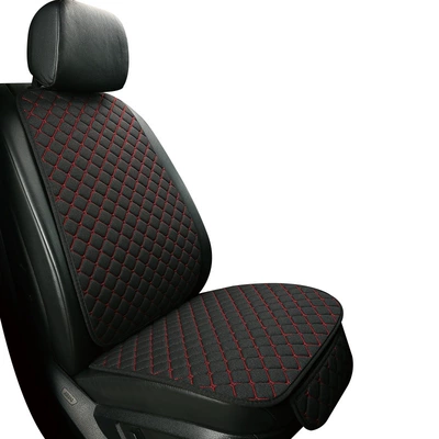 Car Seat Cushion Linen Car Seat Cushion Four-Season Universal Car Seat Cover Five-Seater Breathable Car Cushion Foreign Trade Hot Style (Four Seasons Pad) - single-seat-black-red-linen