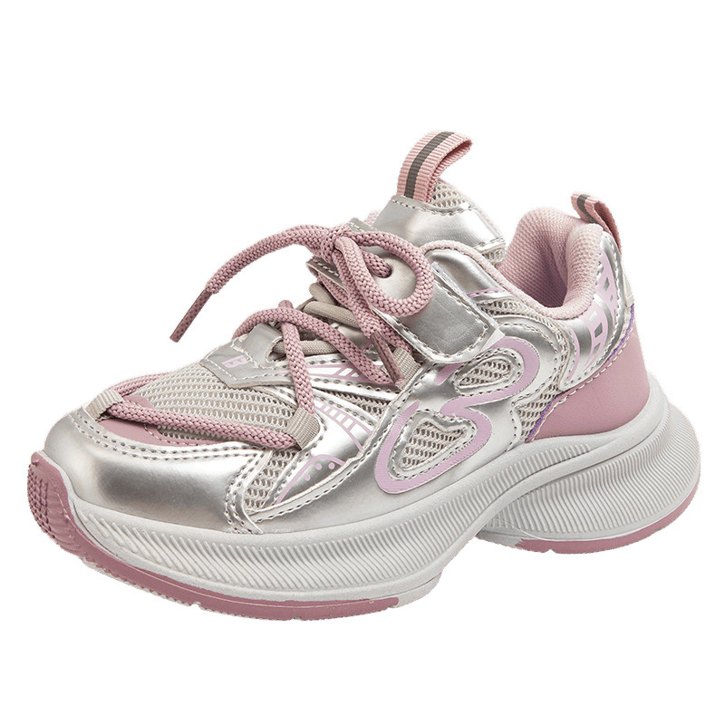 Zapatos para niñas 2025 otoño nuevos zapatos de malla transpirables antideslizantes suela suave zapatos deportivos para niños