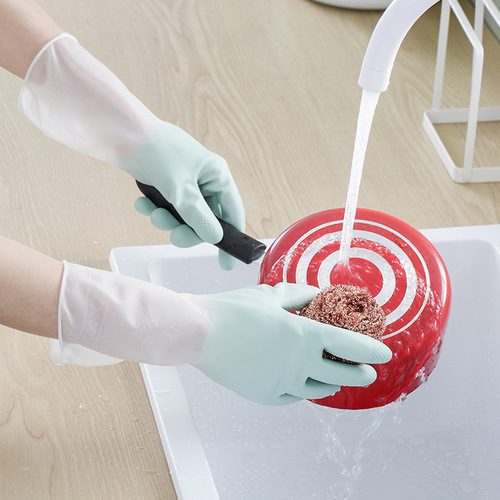 Summer Cleaning Disposable Thin Dish Washing Gloves Household Kitchen Laundry Brush Bowl Durable Rubber Cleaning Gloves