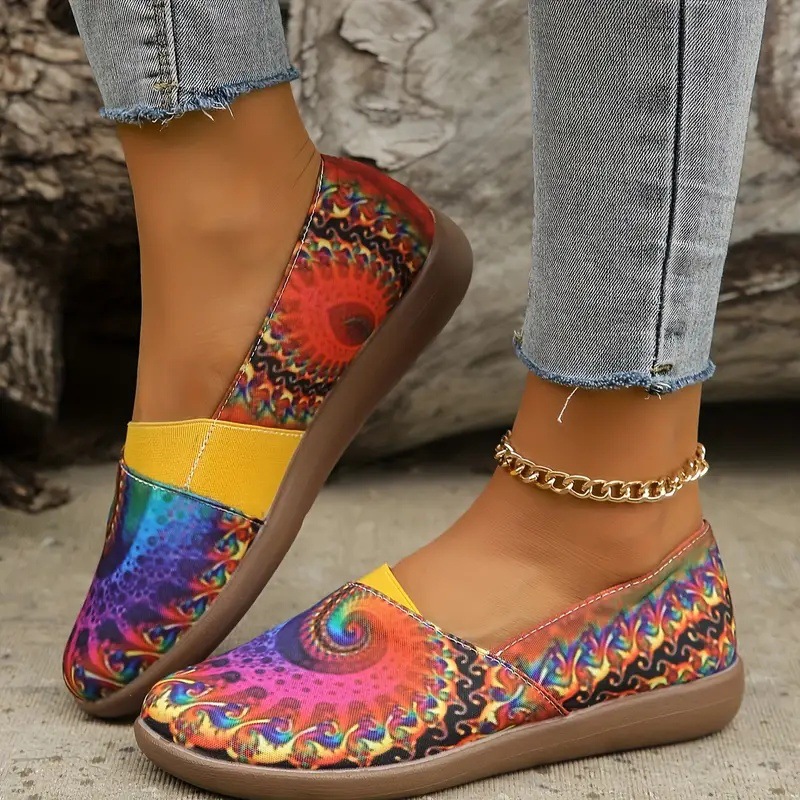 2024 plus size women's colorful round toe single shoe, shallow mouth casual versatile set foot lazy shoes_voghion.com
