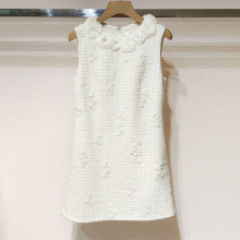 1件起批2025秋女装XRJ4L27A高定花朵领拼接钉珠背心连衣裙S250779