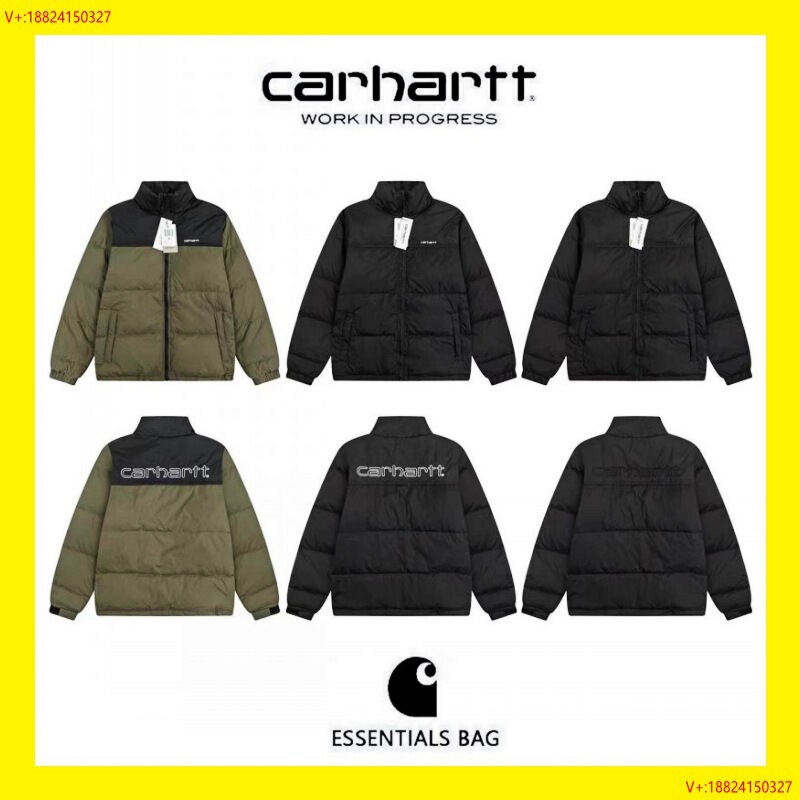 Carhart carhartt Letter Embroidered Stitching Down Jacket Instagram Popular Brand Loose Thickened Jacket for Men and Women
