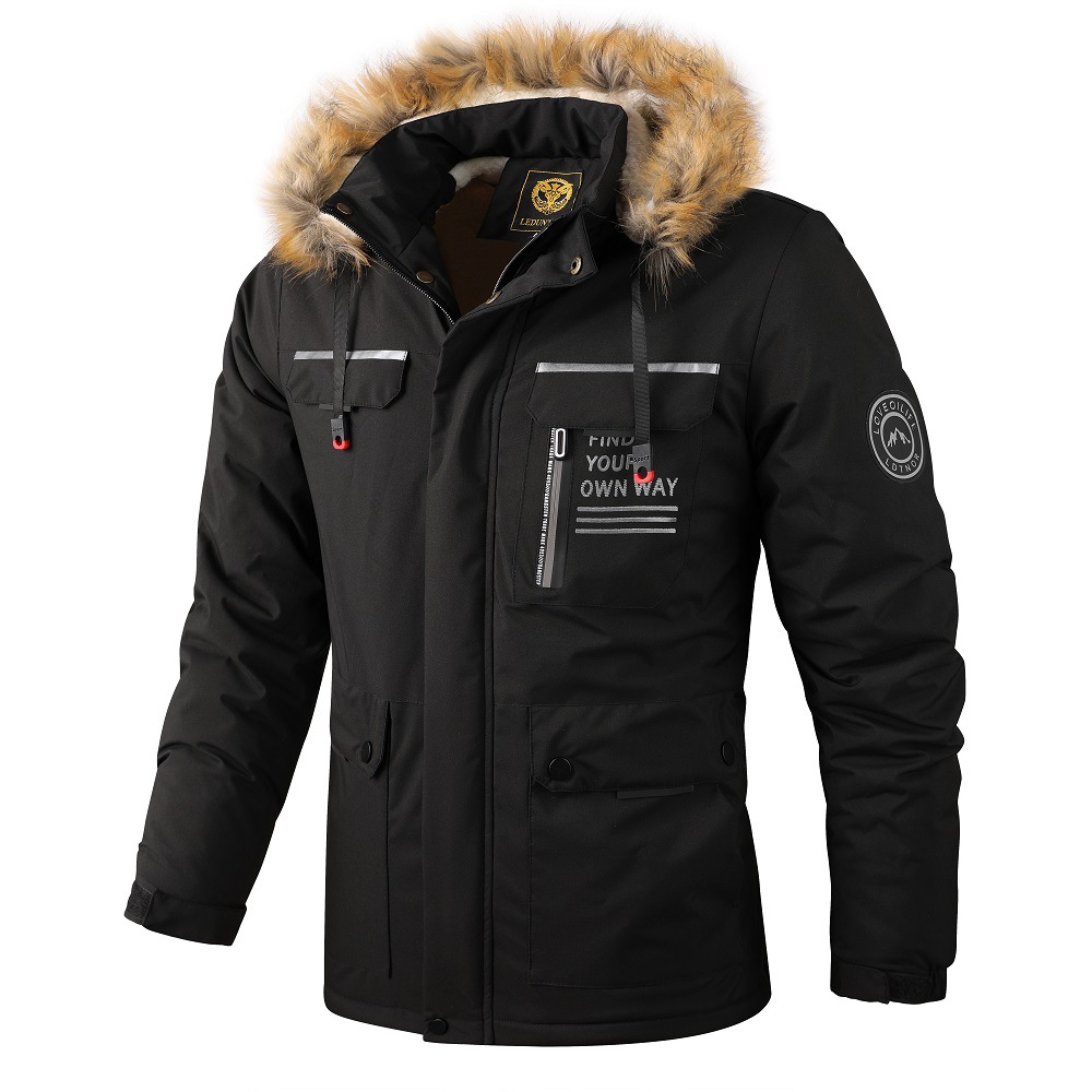 Men's Clothing Hooded Jacket Men's Windbreaker Jacket Mid Length Plus Velvet Thickened Men's Jacket Jacket_voghion.com