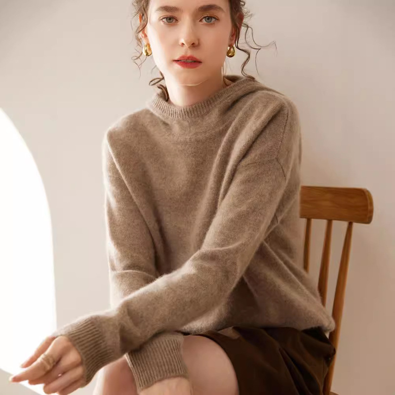 Thickened Hooded Cashmere Sweater Women's 2024 Autumn and Winter Loose Lazy Style Wool Knitted Base Shirt Casual Hoodie Sweater
