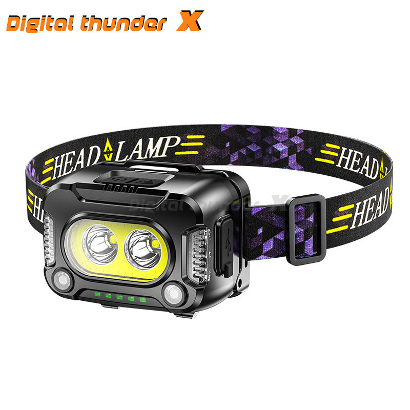 Linterna frontal con sensor COB para correr de noche, pescar, linterna de inundación, linterna frontal ultrabrillante para correr al aire libre, lámpara especial para correr de noche image 3