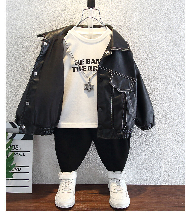 Mingxian Leather 2024 Autumn New Korean Edition Children's Cool and Handsome Jacket Boys' Spring Top_voghion.com