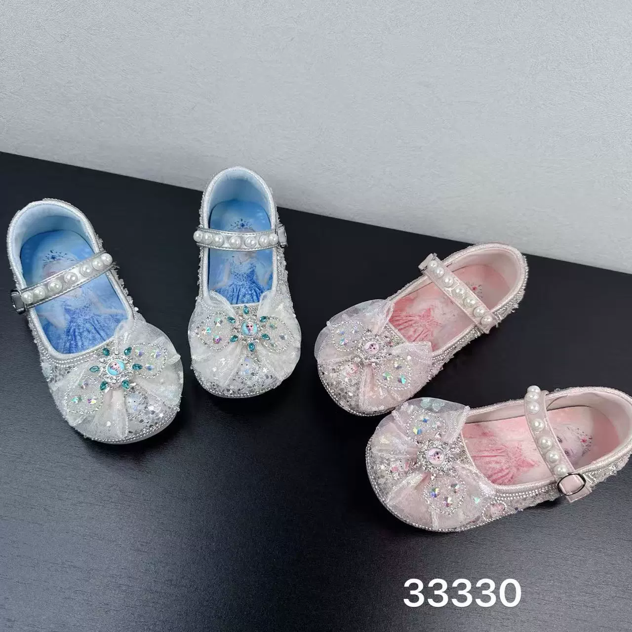 33330 Детские туфли принцессы с полным покрытием стразами, осень 2025, мягкая подошва, модный бант, легко сочетаются с одеждой