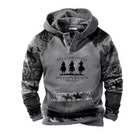 New casual trend hoodie retro 3D men's sweatshirt European and American street wear