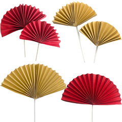 烘焙蛋糕裝飾 摺扇紙扇插卡中國風祝壽生日派對蛋糕裝飾插牌裝扮