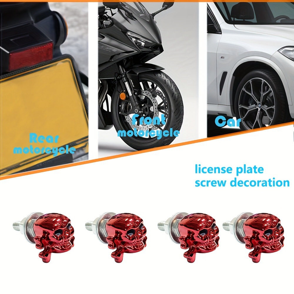 Nieuwe schroeven in doodskopvorm, M6-schroefdraad, universeel voor alle automodellen, kentekenplaathouder, grensoverschrijdend._voghion.com